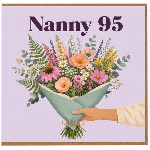 Nanny 95th Birthday Card, Floral Bouquet Greeting Card