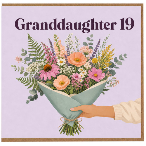 Granddaughter 19th Birthday Card, Floral Bouquet Greeting Card