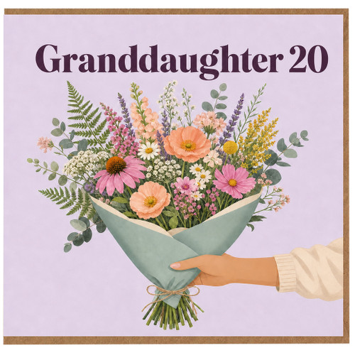 Granddaughter 20th Birthday Card, Floral Bouquet Design