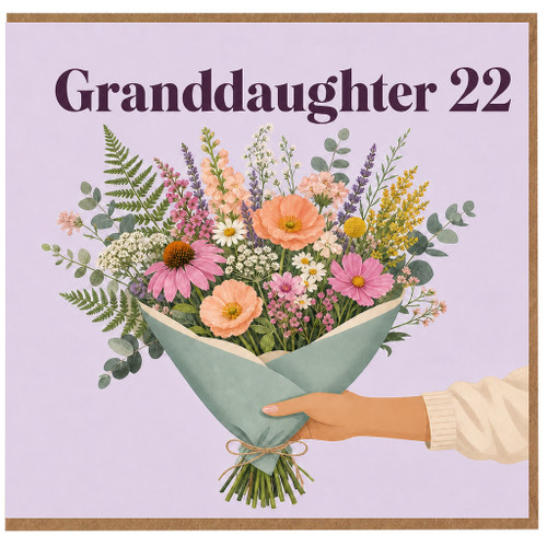 Granddaughter 22nd Birthday Card, Floral Bouquet Design