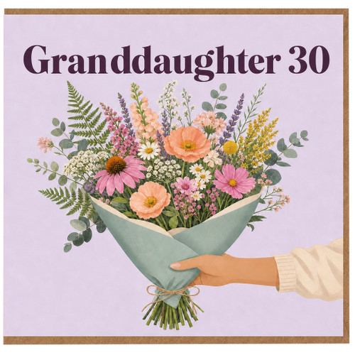 Granddaughter 30th Birthday Card, Floral Bouquet Illustration