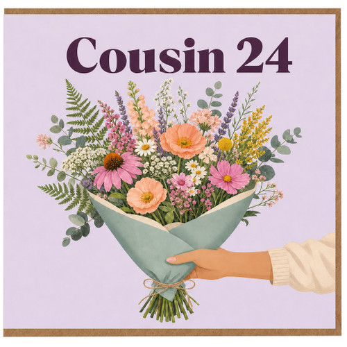 Cousin 24th Birthday Card, Floral Bouquet Design
