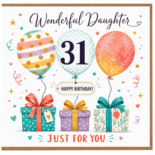 31st Birthday Card for Daughter - Wonderful Daughter Happy Birthday Card