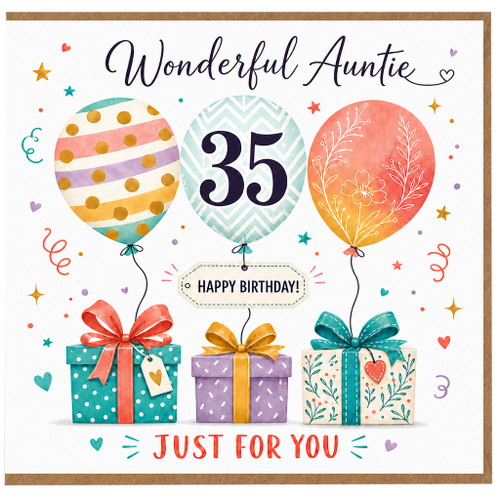 Auntie 35th Birthday Card, Wonderful Auntie Happy Birthday Just For You