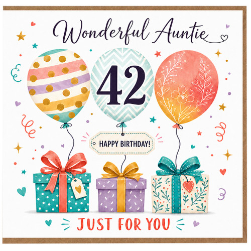 Auntie 42nd Birthday Card, Wonderful Auntie Happy Birthday Card