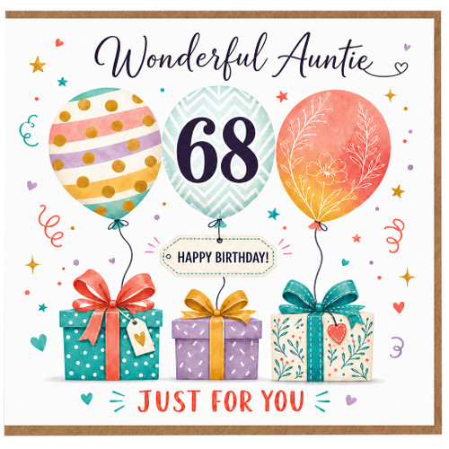 68th Birthday Card for Auntie, Wonderful Auntie Happy Birthday Card