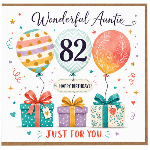 82nd Birthday Card for Auntie, Wonderful Auntie Happy Birthday Card
