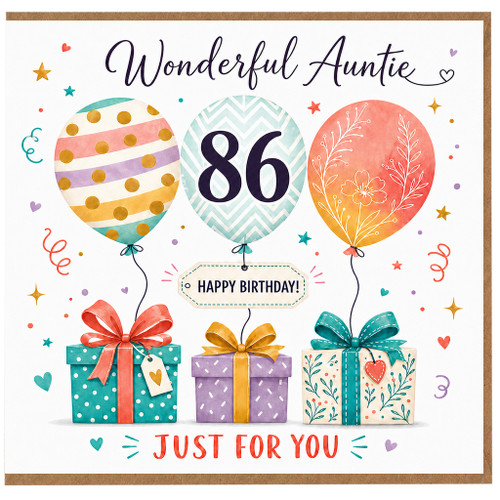 86th Birthday Card for Auntie, Wonderful Auntie Happy Birthday Card