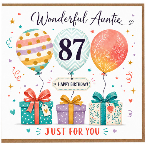 87th Birthday Card for Auntie, Wonderful Auntie Happy Birthday Just For You