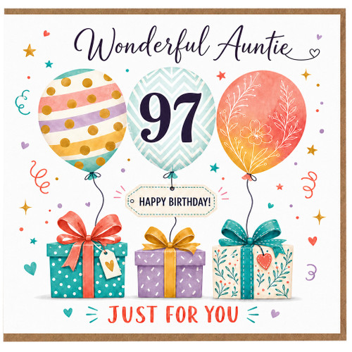97th Birthday Card for Auntie, Wonderful Auntie Happy Birthday Card