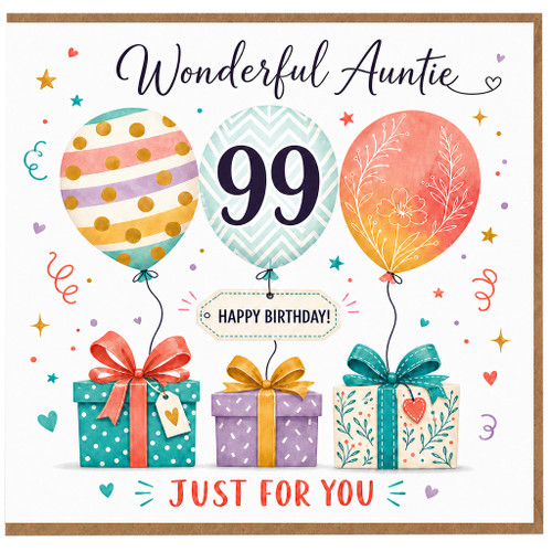 Auntie 99th Birthday Card, Wonderful Auntie Happy Birthday Card