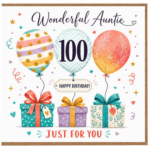 Auntie 100th Birthday Card, Wonderful Auntie Happy Birthday Card