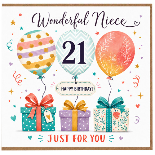 21st Birthday Card for Niece, Wonderful Niece Happy Birthday Card