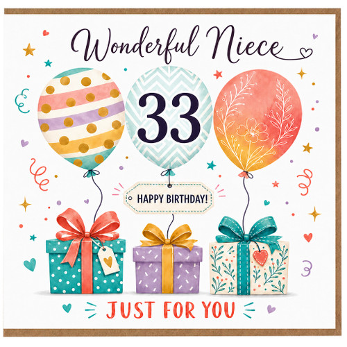 33rd Birthday Card for Niece, Wonderful Niece Birthday Card