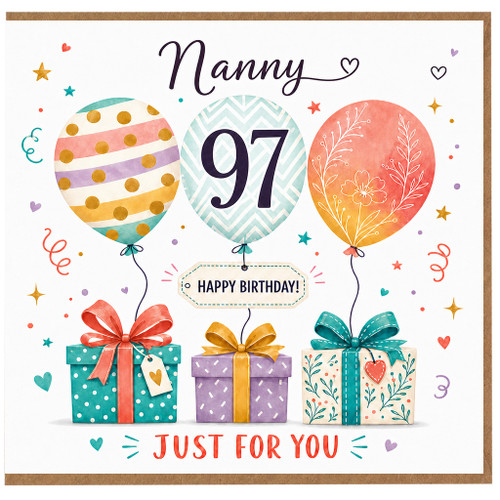Nanny 97th Birthday Card, for Nanny - Happy Birthday Just For You