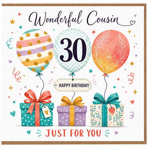 30th Birthday Card for Cousin, Wonderful Cousin Happy Birthday Card, Just for You