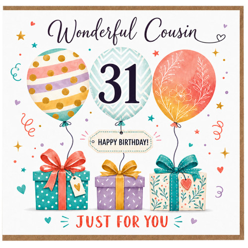 31st Birthday Card for Cousin, Wonderful Cousin Happy Birthday Card