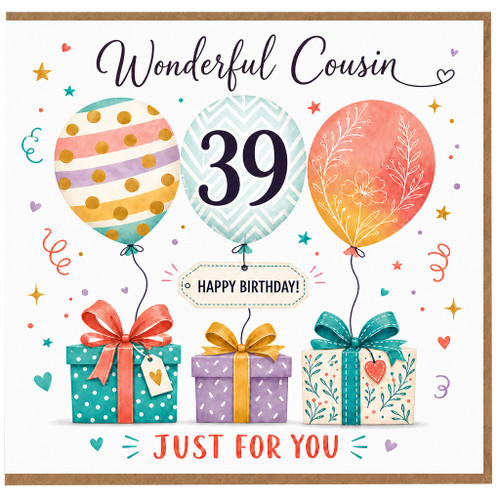 39th Birthday Card for Cousin, Wonderful Cousin Happy Birthday Card