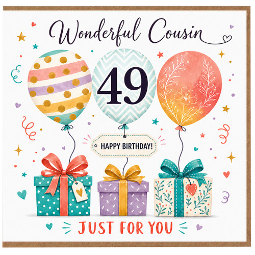 49th Birthday Card for Cousin, Wonderful Cousin Happy Birthday Card