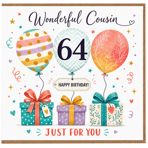 64th Birthday Card for Cousin, Wonderful Cousin Birthday Card