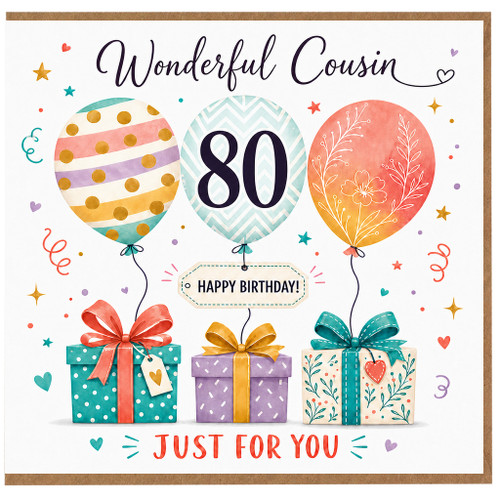 80th Birthday Card for Cousin, Wonderful Cousin Happy Birthday Card