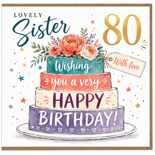 Sister 80th Birthday Card