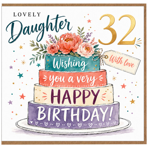 32nd Birthday Card for Daughter, Lovely Daughter Happy Birthday Card