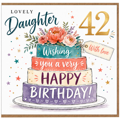 Daughter 42nd Birthday Card, Lovely Daughter with Love Happy Birthday Card