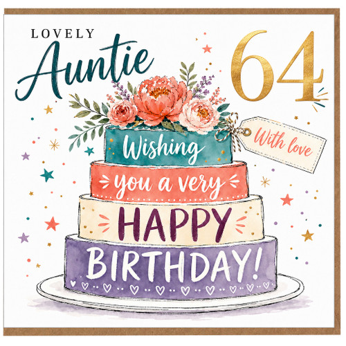 Auntie 64th Birthday Card, Lovely Auntie Happy Birthday Card