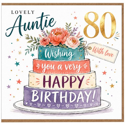 Auntie 80th Birthday Card, Lovely Aunt 80 Birthday Card