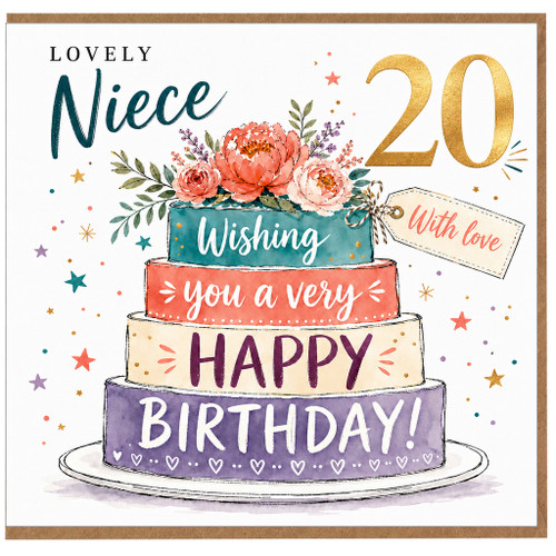 Niece 20th Birthday Card, Lovely Niece Birthday Card
