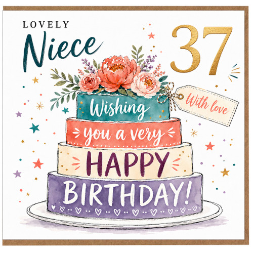 37th Birthday Card for Niece, Lovely Niece Happy Birthday Card