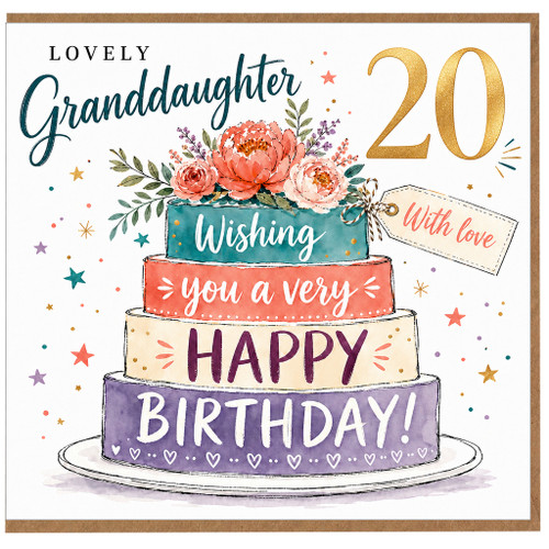 20th Birthday Card for Granddaughter, Lovely Granddaughter Happy Birthday Card