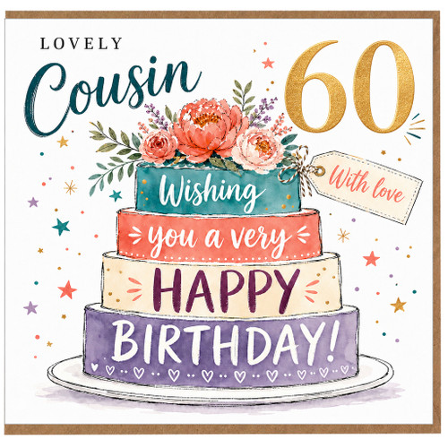 60th Birthday Card for Cousin, Lovely Cousin Birthday Card