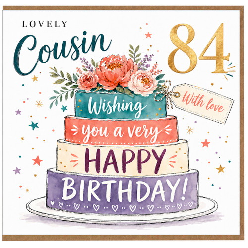 84th Birthday Card for Cousin, Lovely Cousin Birthday Card