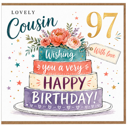 97th Birthday Card for Cousin, Lovely Happy Birthday Card