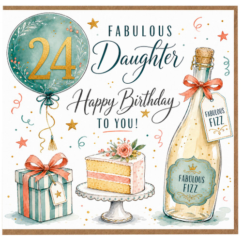 24th Birthday Card for Daughter, Fabulous Birthday Card, Happy Birthday To You
