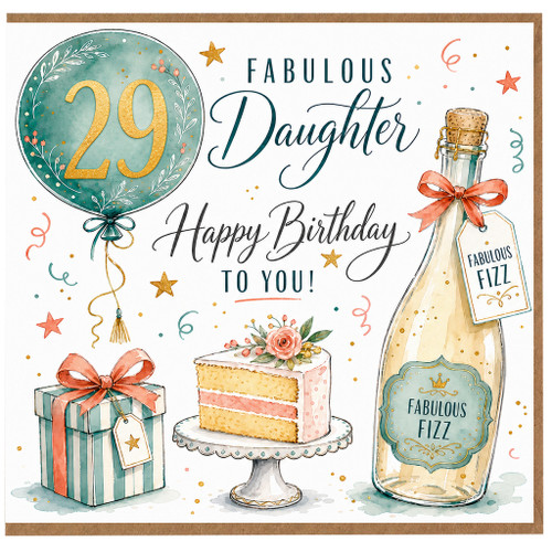 29th Birthday Daughter Card, Fabulous Daughter Happy Birthday Card