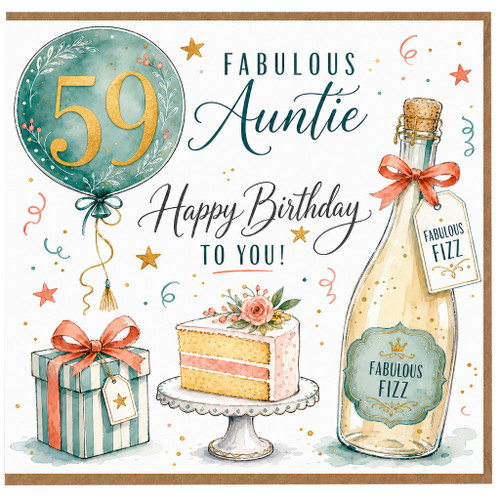 59th Birthday Auntie Card, Fabulous Birthday Card for Auntie