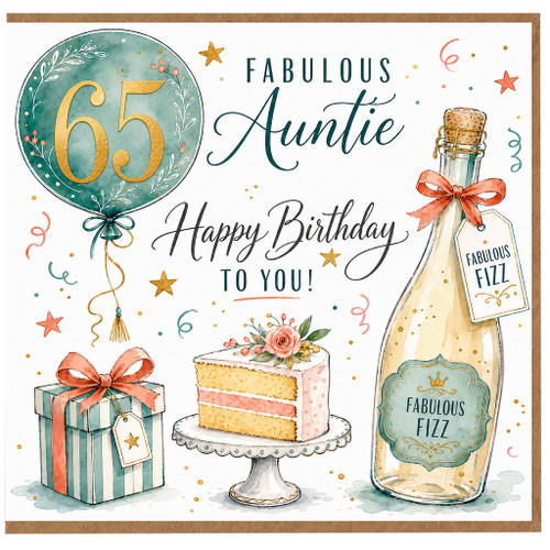 65th Birthday Auntie Card, Fabulous Happy Birthday To You