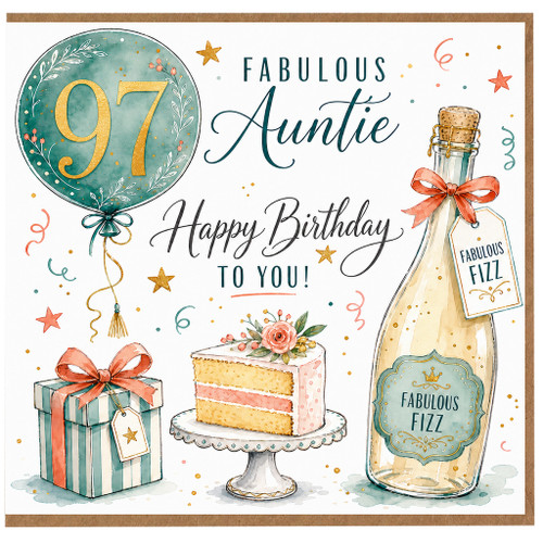 97th Birthday Card for Auntie, Fabulous Happy Birthday Card