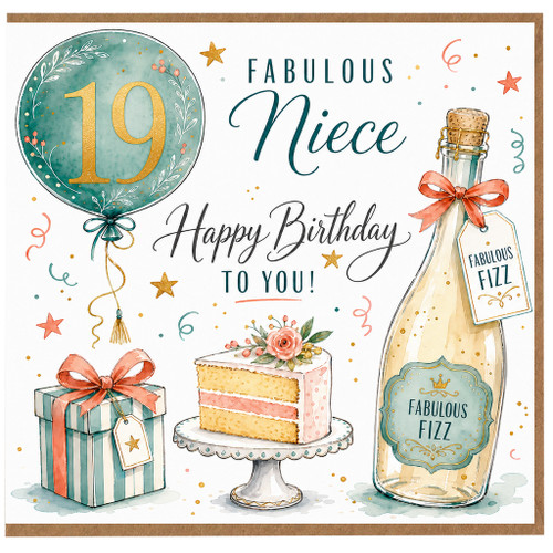 19th Birthday Card for Niece, Fabulous Niece Happy Birthday Card