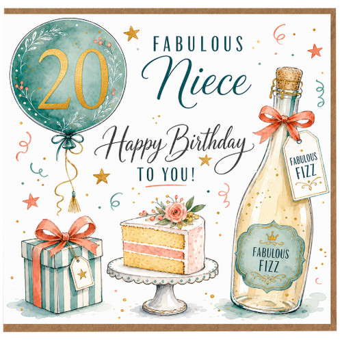 20th Birthday Card for Niece, Fabulous Niece Happy Birthday Card
