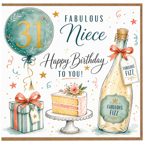 31st Birthday Card for Niece, Fabulous Niece Happy Birthday Card