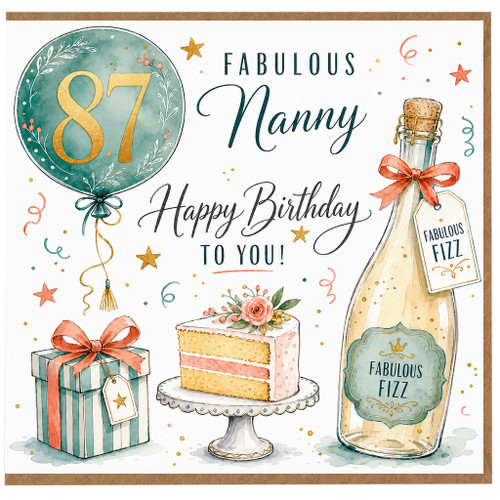 Nanny 87th Birthday Card, Fabulous Nanny Happy Birthday To You