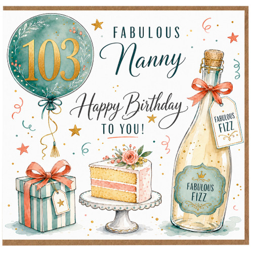 Nanny 103rd Birthday Card, Fabulous Nanny Happy Birthday Card