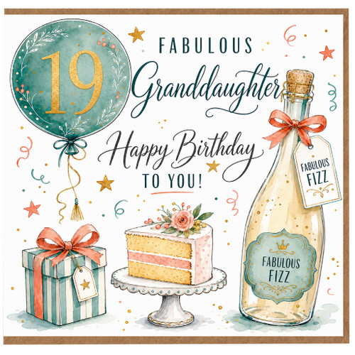 19th Birthday Card for Granddaughter - Fabulous Happy Birthday To You