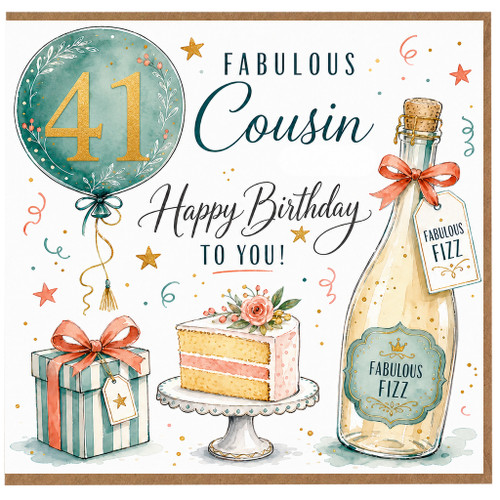 41st Birthday Cousin Card, Fabulous Birthday Card for Cousin