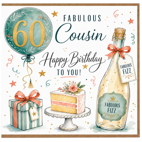 Cousin 60th Birthday Card, Fabulous Birthday Card for Cousin