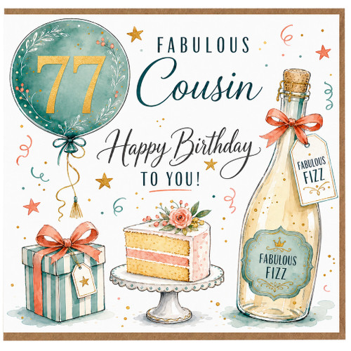 77th Birthday Card for Cousin, Fabulous Happy Birthday To You Greeting Card